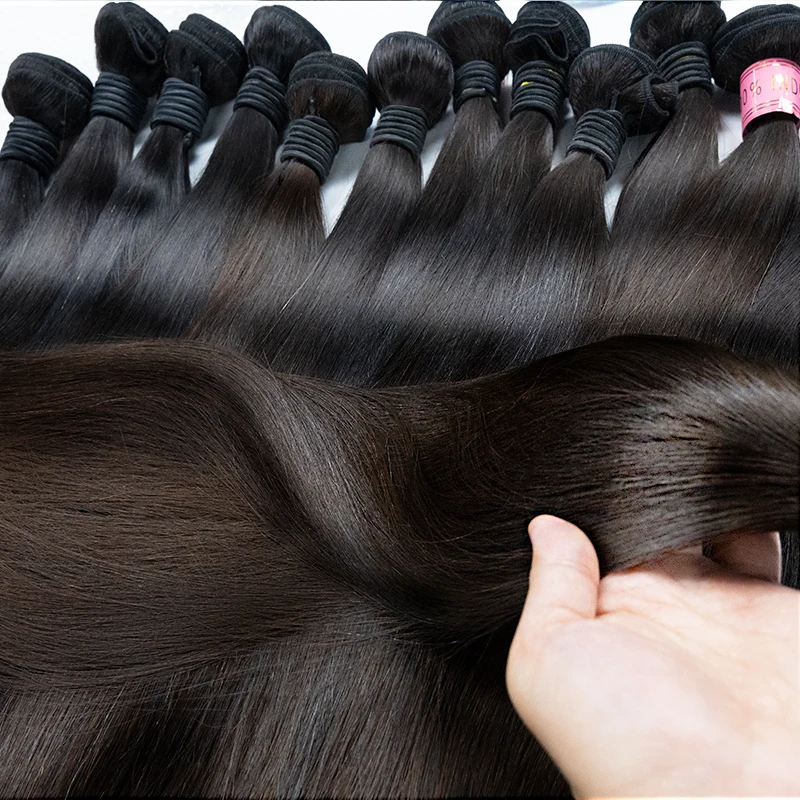 100% Menselijk Haar Bundels Met Sluiting Braziliaanse Steil Menselijk Haar Bundels Menselijk Haar Extensions Natuurlijke Zwarte Kleur Dik Haar