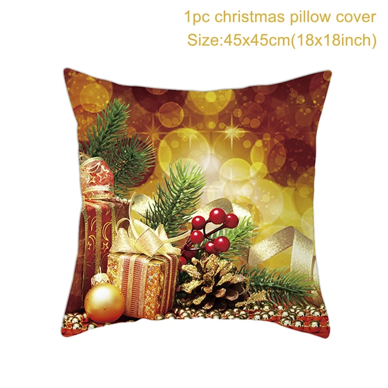 Christmas Cushion Cover Merry Christmas Decorations for Home 2024 Christmas Ornament Navidad Noel Xmas Gifts Happy New Year 2025