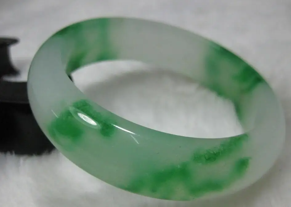 NATURE BEAUTIFUL GREEN WHITE JADE JADEITE BRACELET BANGLE 57mm-62mm