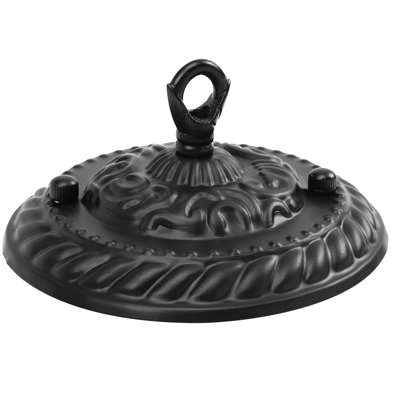 

Retro Pattern Hook Lighting Fixtures Ceiling Cover Plate Chandelier Canopy Pendant Lamp Hanging Ring Flower Basket Hanger Black