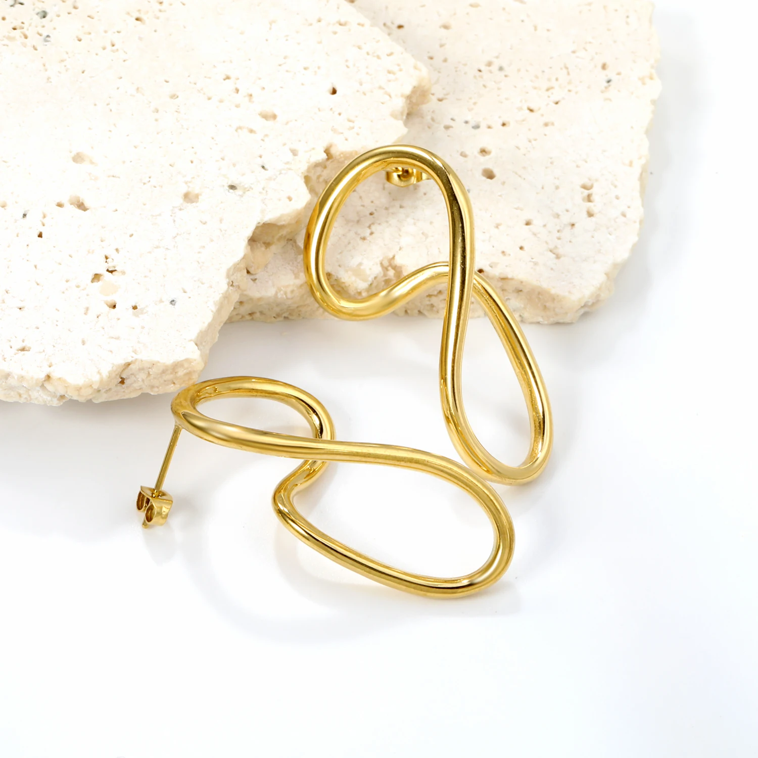 Gold Geometric Twisted Hoop Ea - Vintage Fashion Theme review and price
