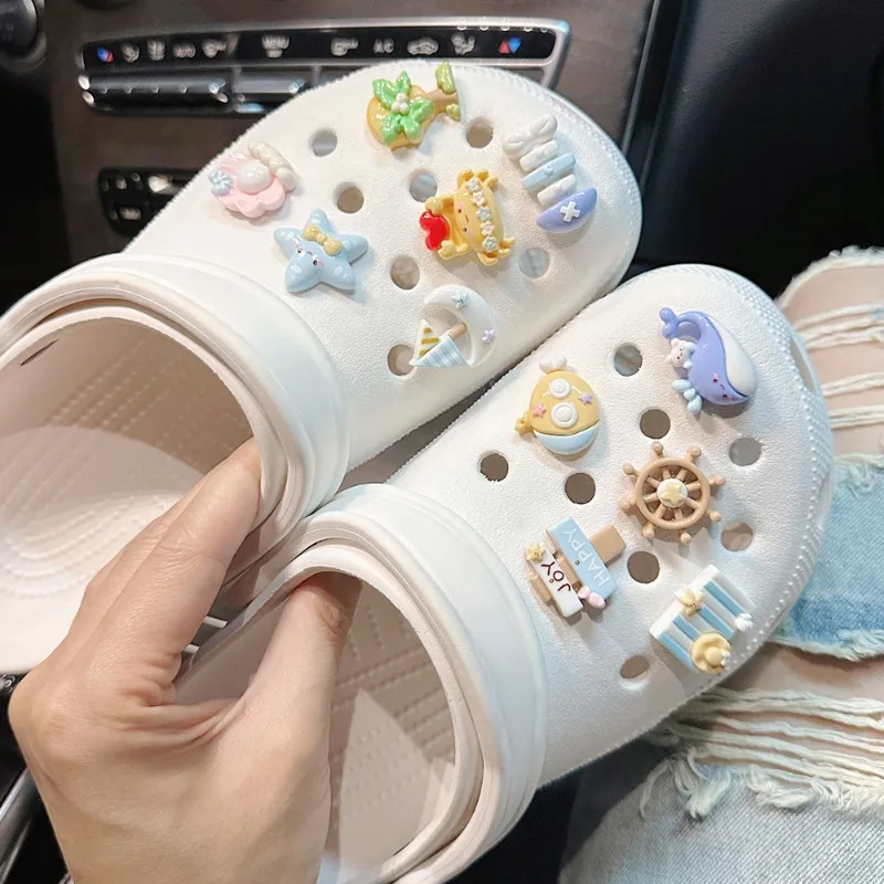 11 unids/set gran oferta de dijes para zapatos DIY, hebilla de decoración del océano de dibujos animados para zapatos de jardín, accesorios, regalo de fiesta para niñas