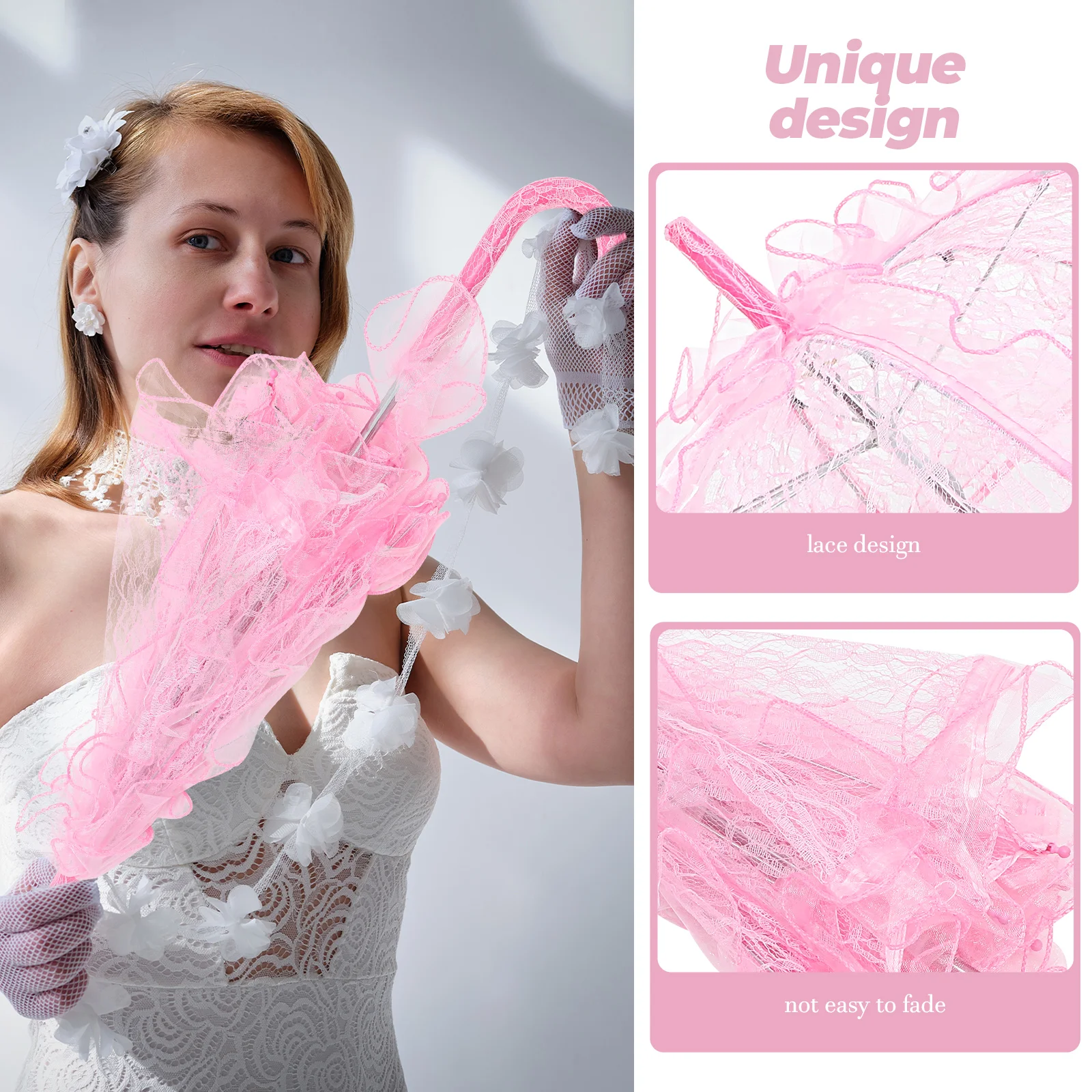 

Elegant Wedding Cotton Parasol Handmade Decorative Umbrella for Photo Props Embroidery Umbrella Accessories