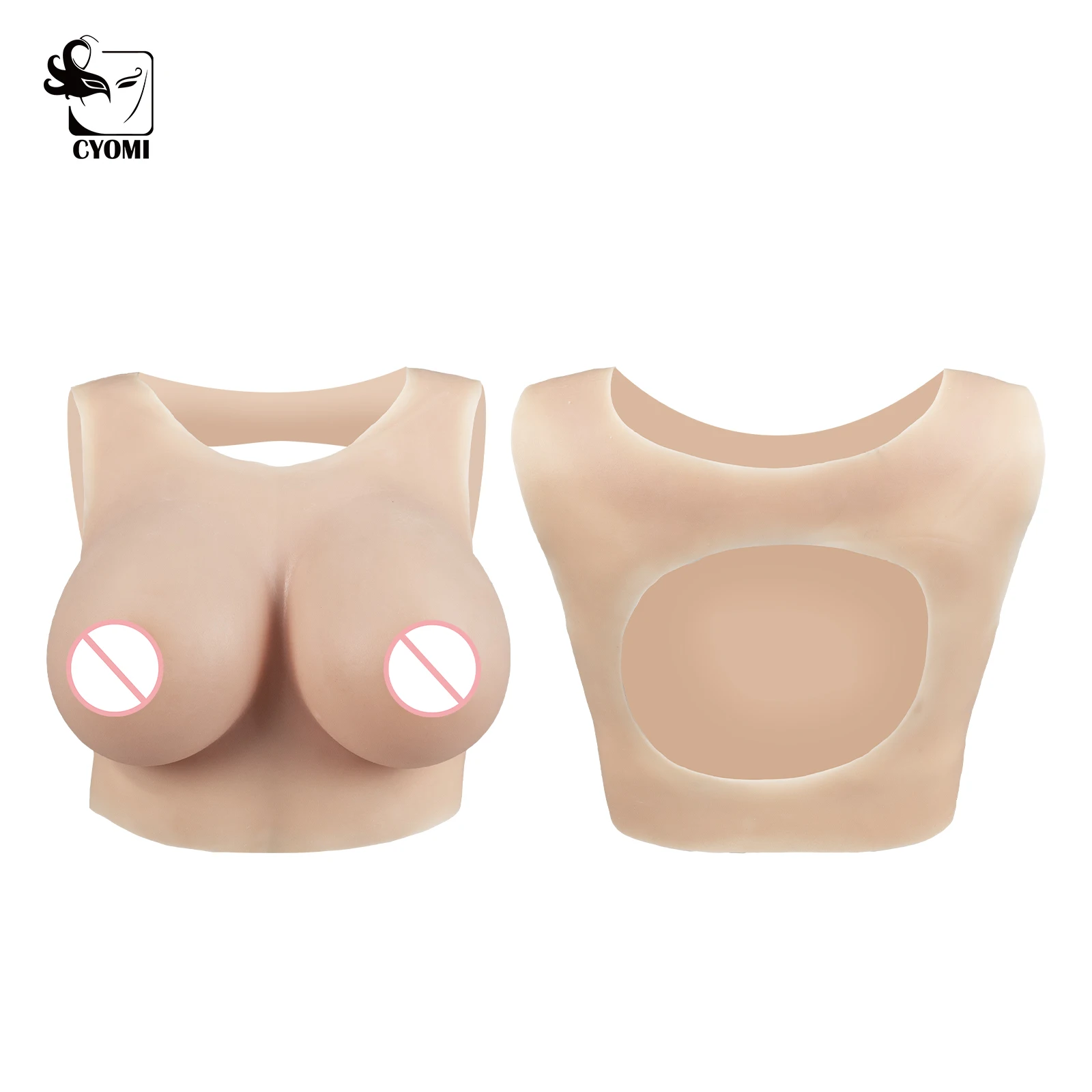 CYOMI Silicone Hollow Breast Forms Artificial Fake Boobs for Crossdresser Transvestite Sissy Shemale Transgender Drag Queen