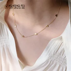 French Fashion Carved Heart Necklace Clavicle Chain for Women Stainless Steel Plated 18K Gold Jewelry Wholesale