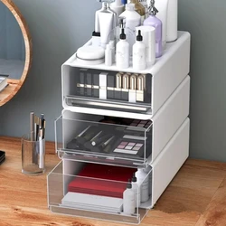 File Storage Boxs Drawer-type Office Desktop Organizer Stackable For Cosmetic Desk Organizer Transparent Stationery Storage Box