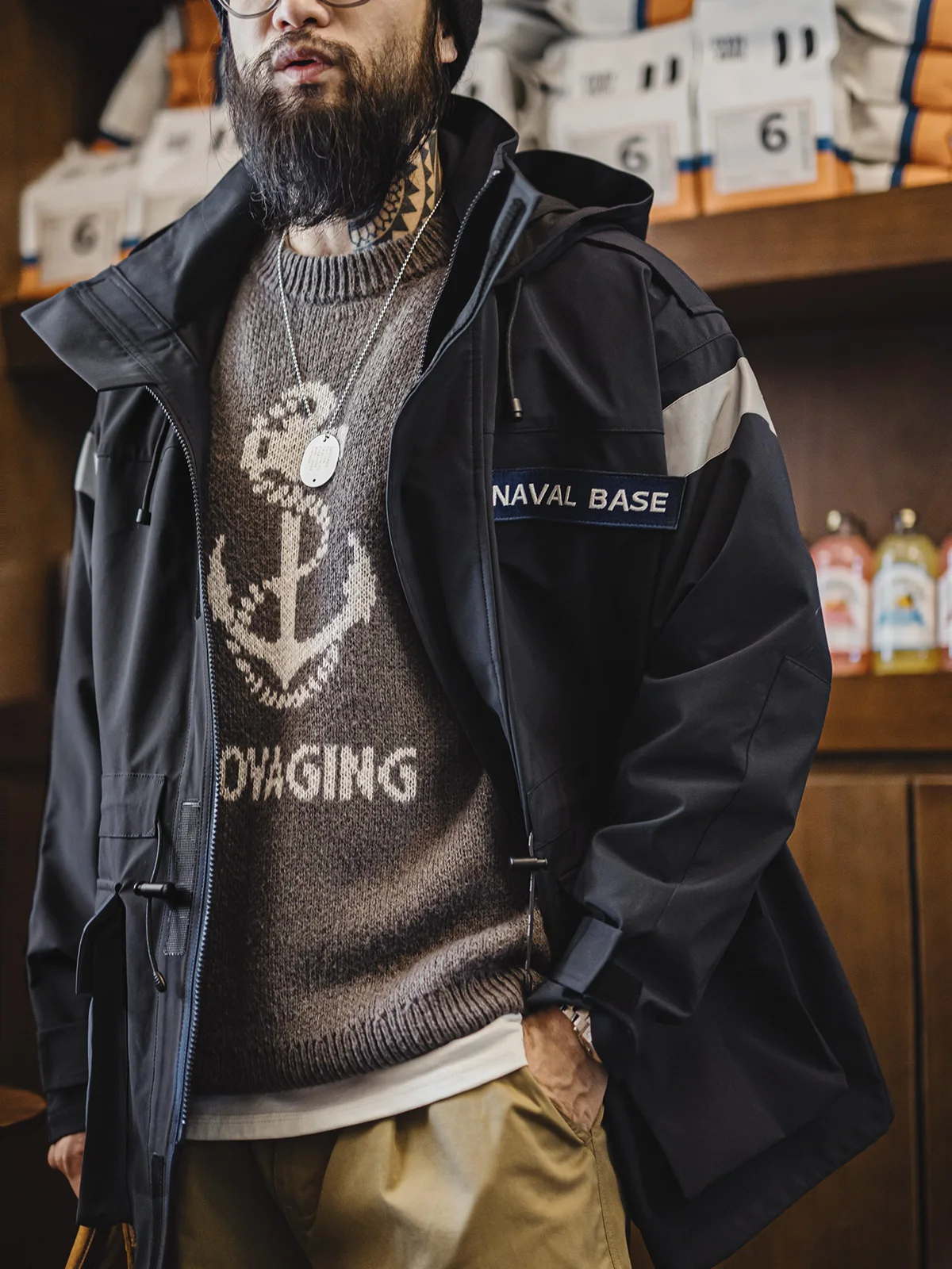 

Maden American Sle Loose Fit Men's Parka Coat Windproof Hooded Jaet Outerwear Youth Trend Polyester Fiber Autumn Spring