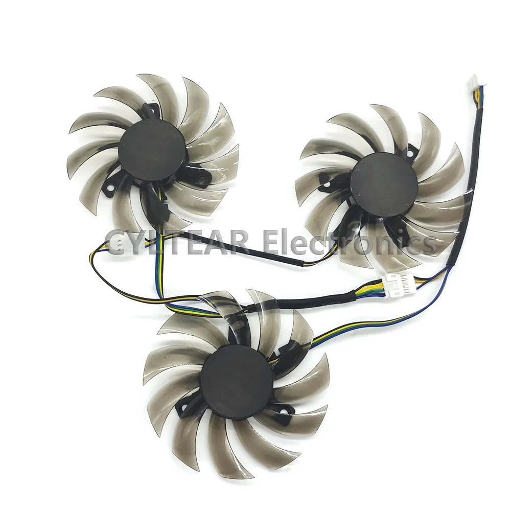 3Pcs/lot 75MM T128010SU 4Pin 0.35A Graphics Card Fan Cooler for Gigabte GeForce GTX770 760 680 as Replacement