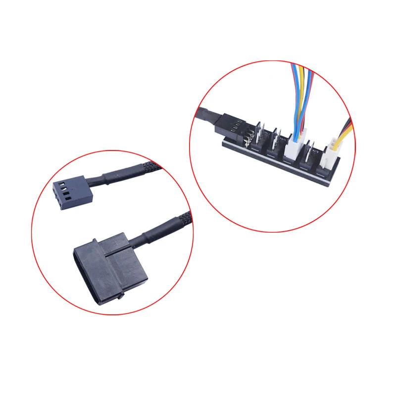พัดลมทำความเย็นที่แยกสายไฟ5 in 1ฮับ Pwm2510เครือข่ายไนล่อนแหล่งจ่ายไฟอิสระ4PIN พัดลมคอมพิวเตอร์อะแดปเตอร์ขยาย