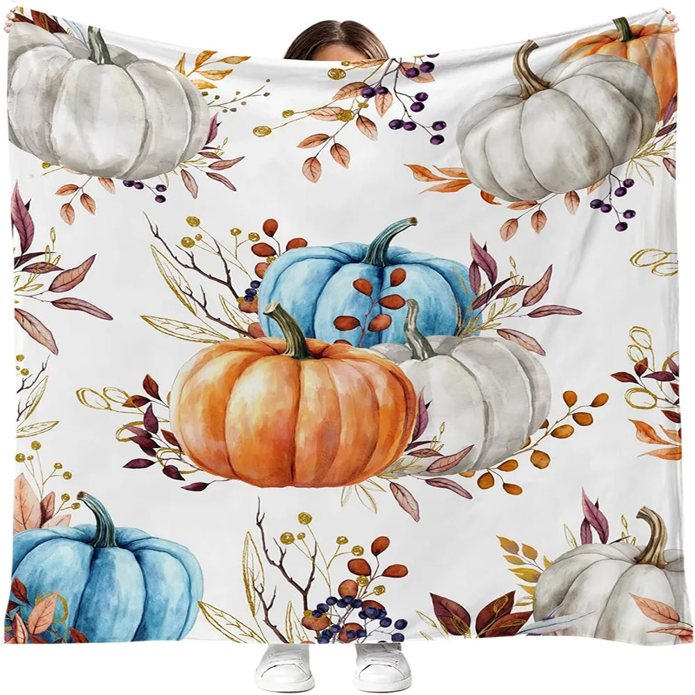 2026 Bestseller Pumpkin Ghost Pattern Flannel Blanket Halloween Gift Throw Blanket Sofa Bed Home Decor Factory Wholesale