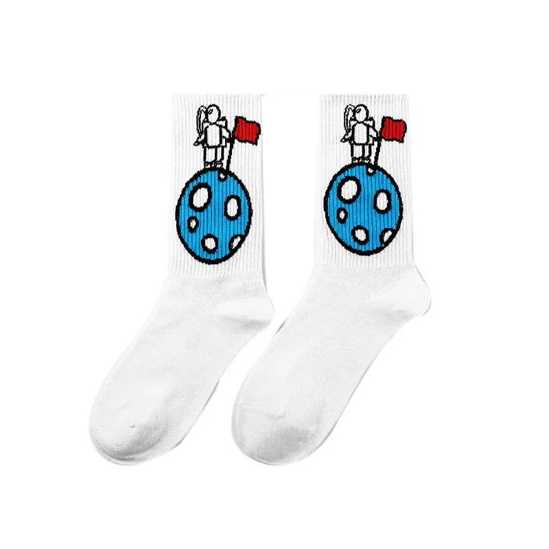 Skeleton Astronaut Halloween Socks Cotton Hip-hop Female Sports Socks High Quality Harajuku Cool Funny Socks for Men Women