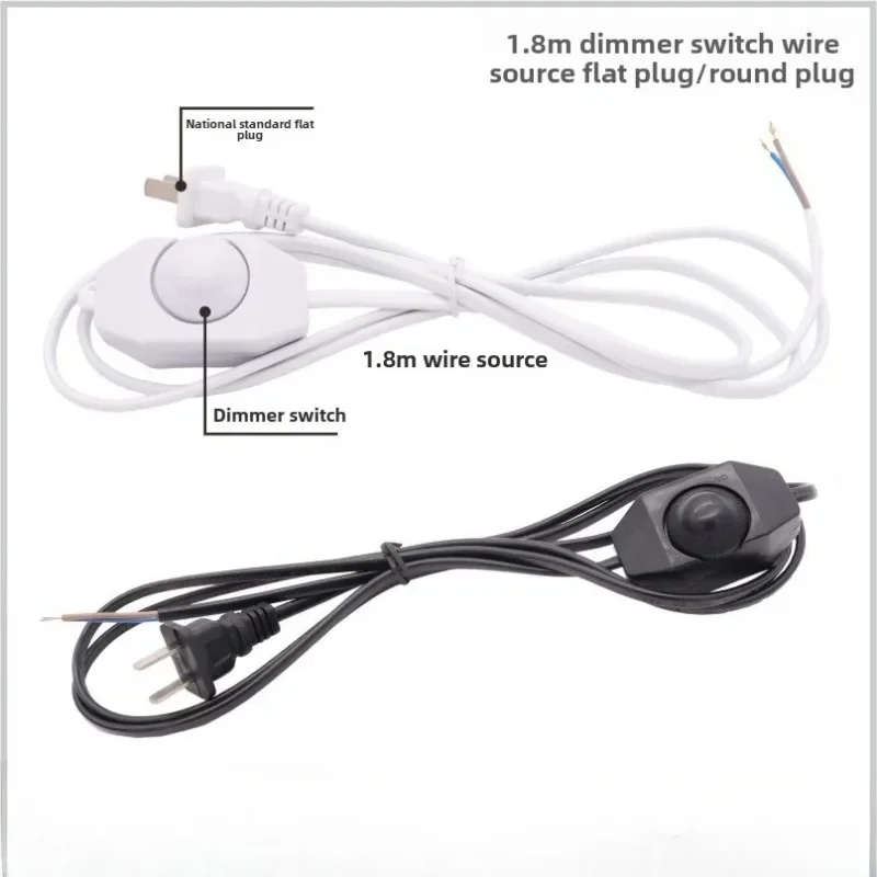 1.8M EU US Plug Dimmable Switch Cable Light Modulator Lamp Line Dimmer Controller Table Lamp power wire Black and white