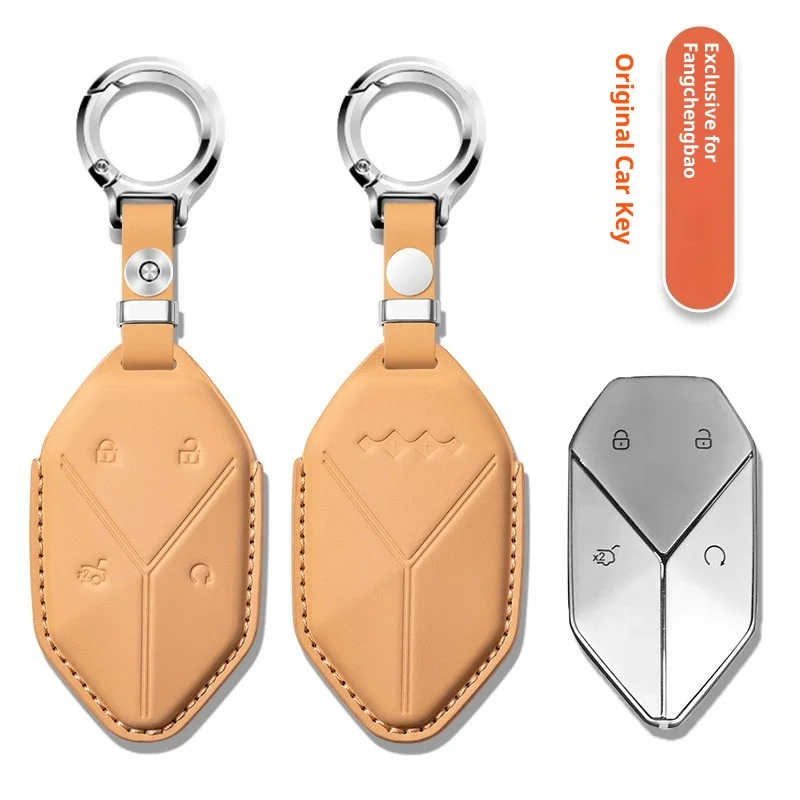For Fang Baobao 5 car key cover first-layer cowhide high-end key case buckle  modification