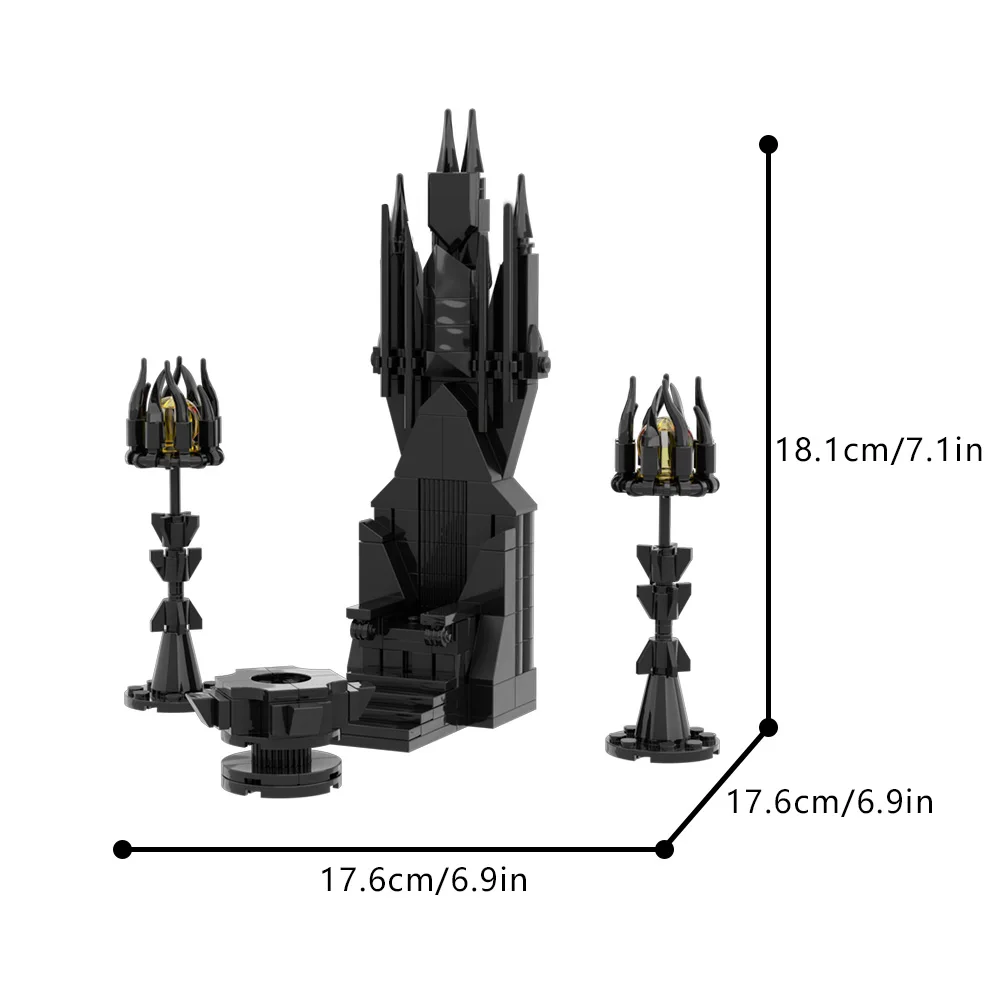 MOC Saruman's Throne Building Blocks Model Movie Dark Wizard Royal Palace Throne DIY Bricks Assembly Toys Kids Birthday Gifts