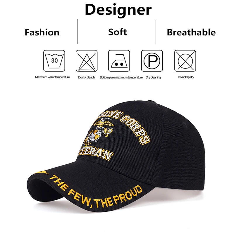 U.S. MARINE CORPS VETERAN Letter Embroidery Baseball Caps Spring and Autumn Unisex Outdoor Adjustable Casual Hats Sunscreen Hat