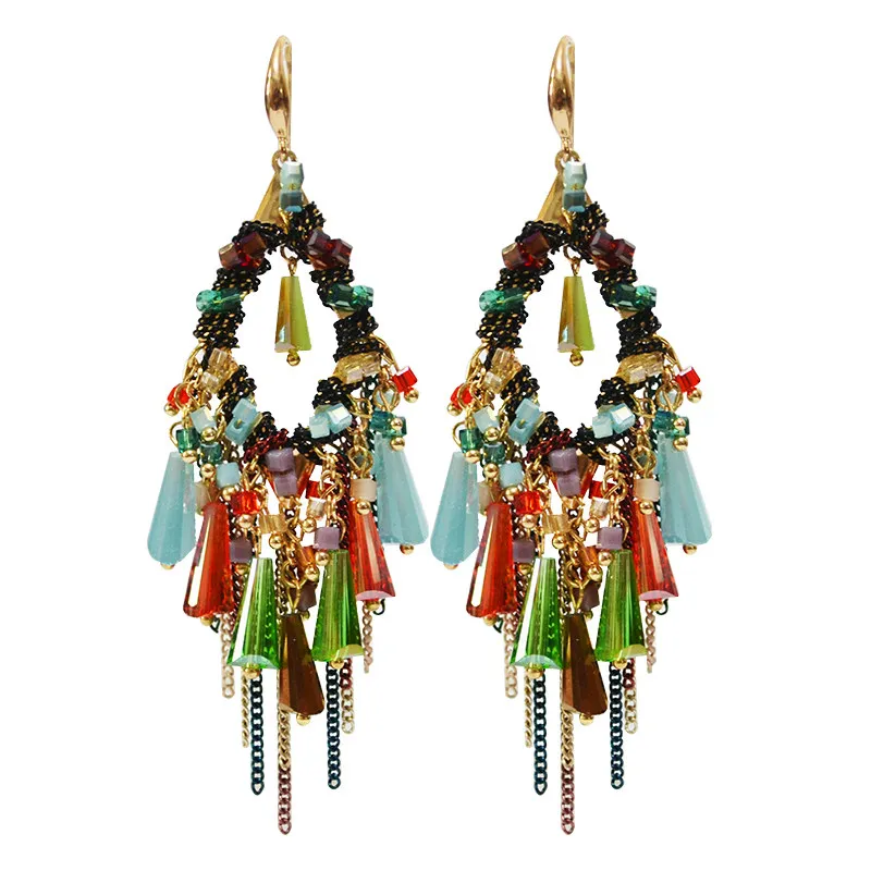 

Серьги в стиле ретро с бахромой, серьги в этническом стиле в стиле ретро, длинные серьги из стерлингового серебра.