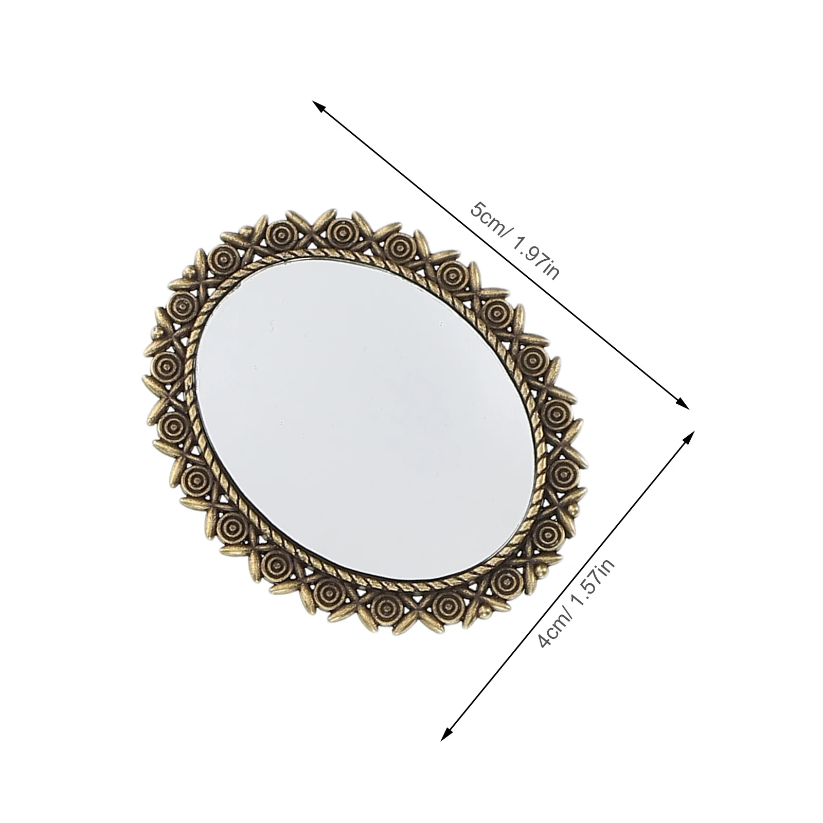 4 قطعة مرآة ديكور لبيت الدمى إطار بيضاوي عتيق مصغر يقاوم تشوه يتلاشى مثالي لغرفة النوم والحمام والمعيشة