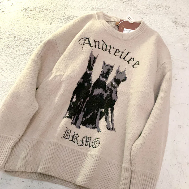 Sweter damski Doberman Dog Graphic Streetwear sweter z dzianiny Retro jesień Oversize Y2k bluzki z długim rękawem Jumper koreańskie ubrania