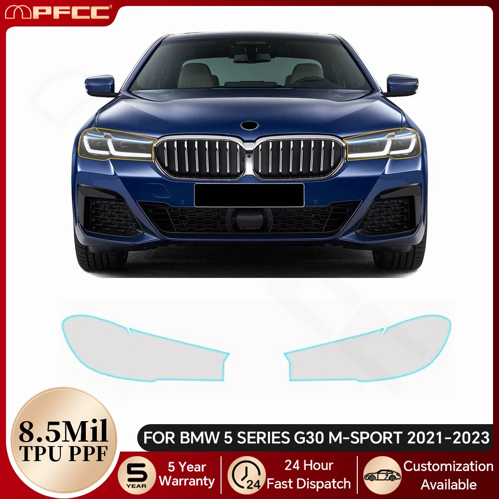 

For BMW 5 Series G30 M Sport 2021-2023 Headlight Rearview TPU Paint Protection Film Pre-cut PPF Clear Bra Anti-scratch Resistant