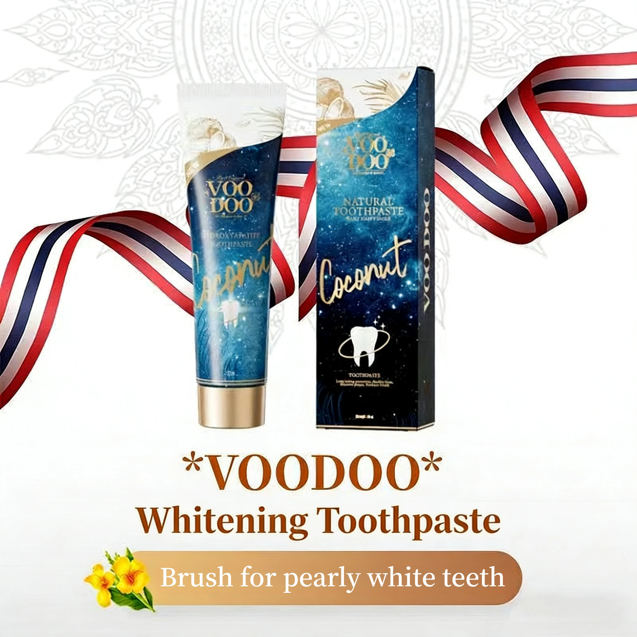 Thai VOODOO Toothpaste 120g Removes Tobacco Stains and Plaque Contains Probiotics Powerful Whitening Freshens Breath