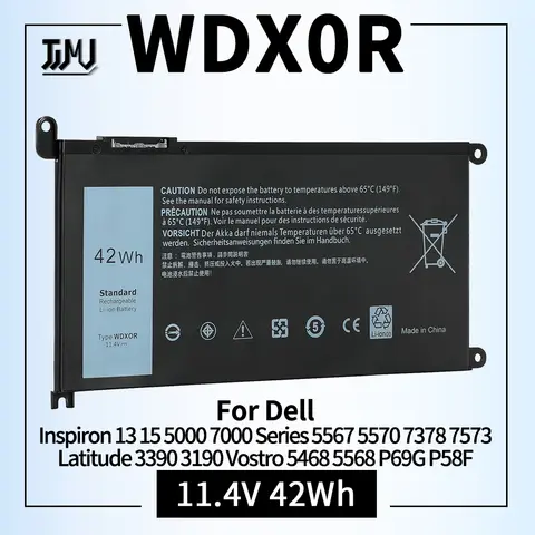 42WH WDX0R Laptop Battery for Dell Inspiron 13 15 5000 7000 Series 5567 5570 7378 5379 5378 Latitude 3390 3190 Vostro 5468 WDXOR