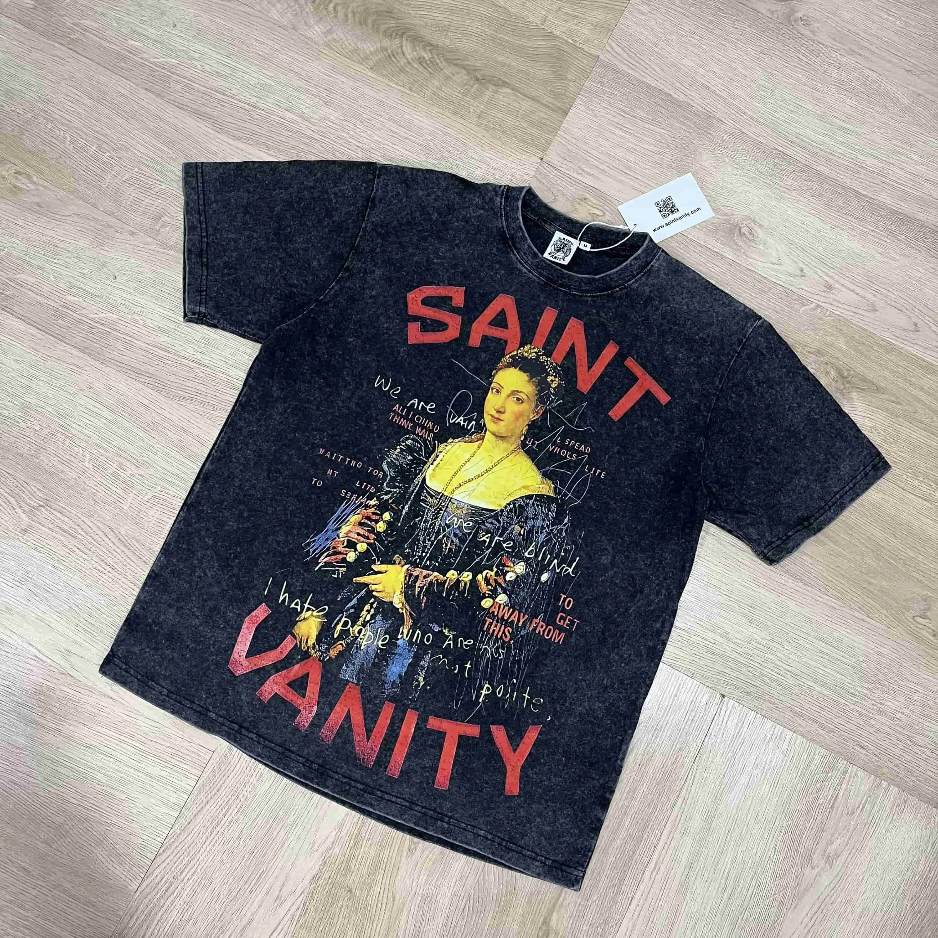High Streewear SAINT VANITY T-shirt Men cotton short sleeved clothing letter printing casual T-shirt For Men