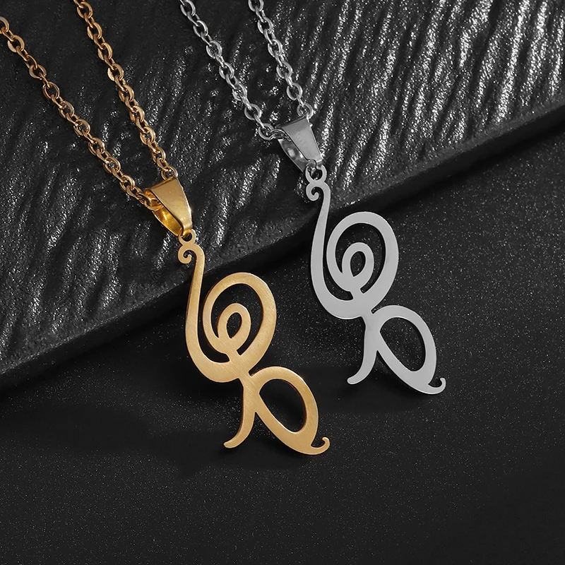 Stylish and Simple Hakuna Matata Symbol No Worries and Worries Stainless Steel Pendant Necklace Women's Trendy Cool Jewelry