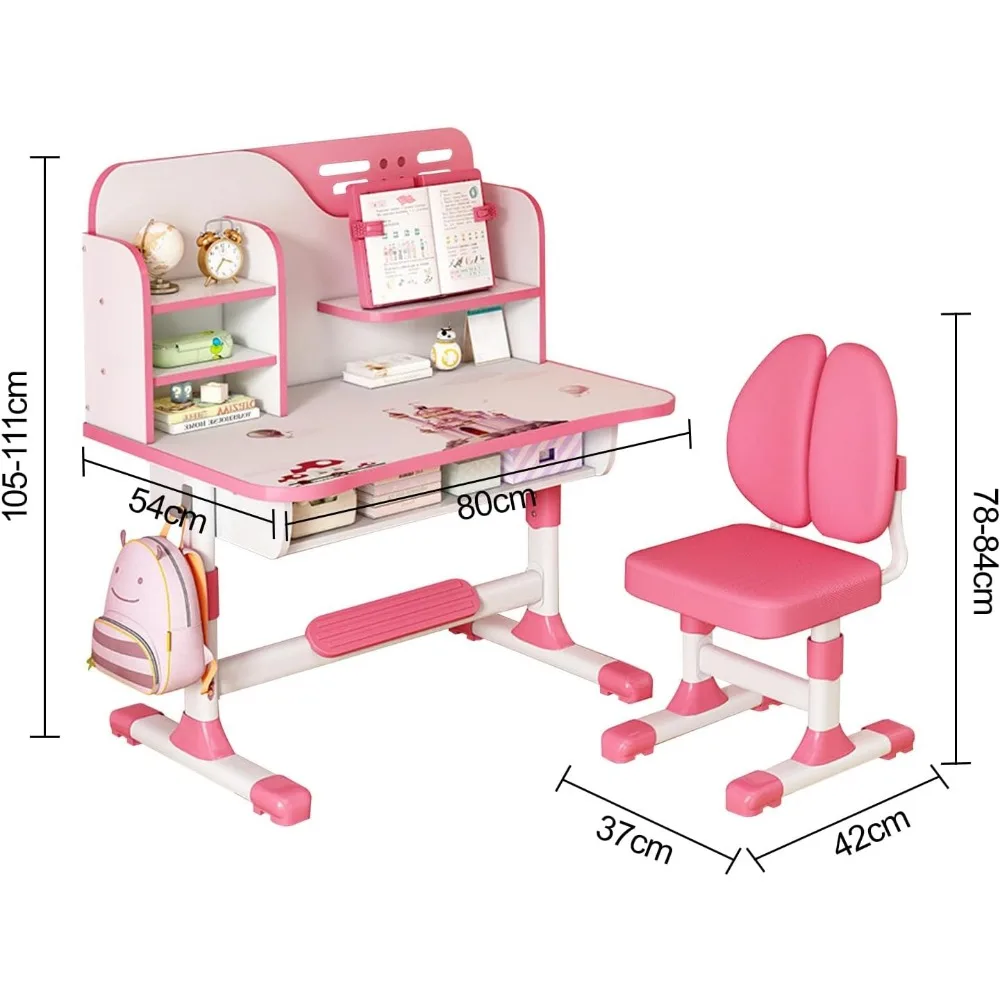 Premium Kids Study Desk Chair Set,Height Adjustable Children's Desk and Chair School Study Table Chair with Astronaut Pattern