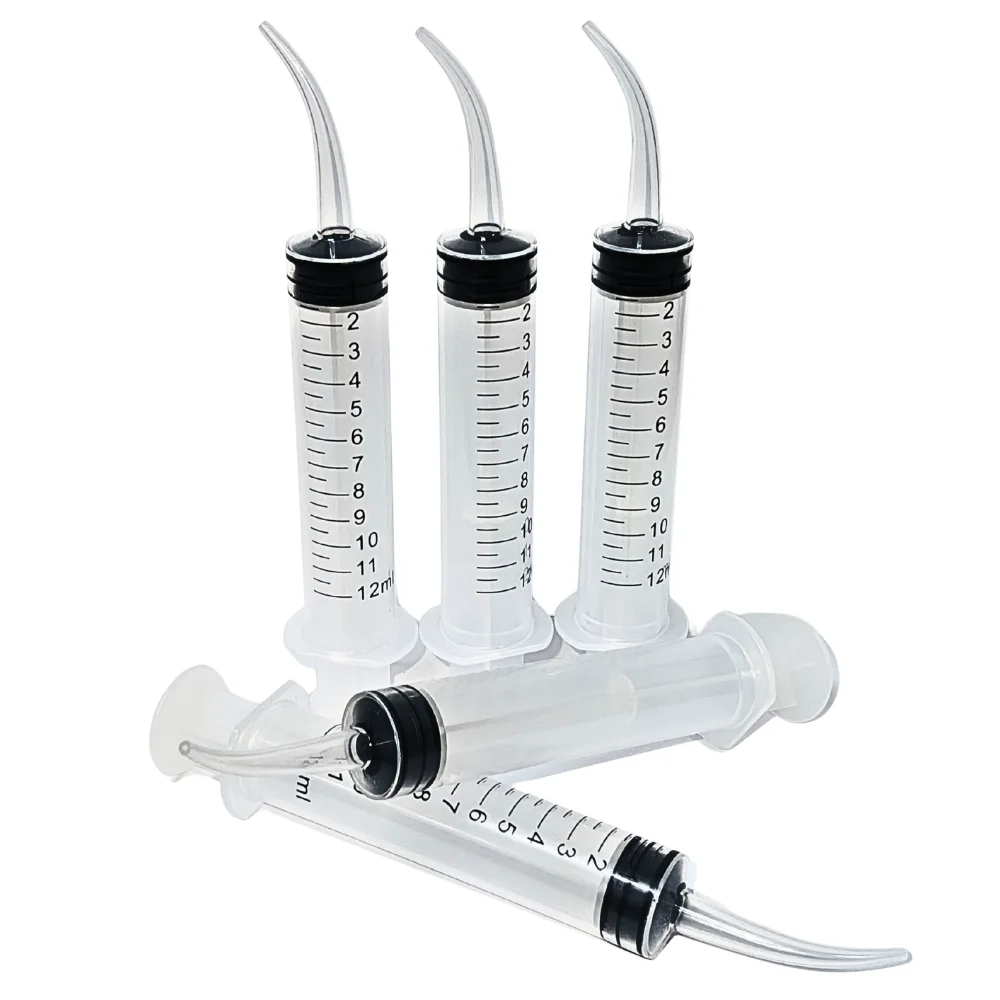 AG Disposable Dental Curved Tip Syringe Clear Needle Tube Oral Irrigation Tool for Dentist Oral Care 1/3/5Pcs