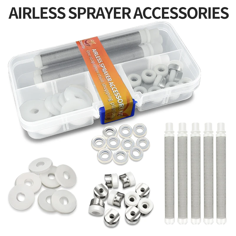 Air Spray Gun Maintenance Kit in Storage Box - Filters + Washers Set for Professional Painting Tools Organization & Repair