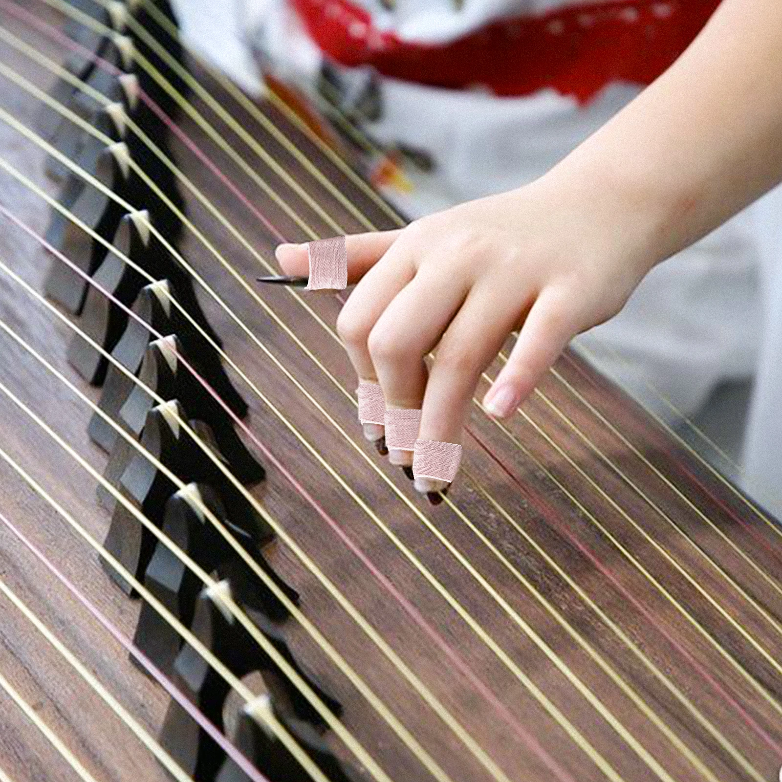 

5pcs Breathable Guzheng Finger Tapes Anti-Allergic Adhesive Straps For Pipa Performance Pink Protective Replacement Tapes For