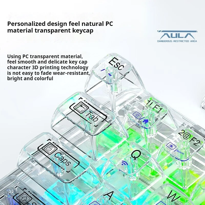 Imagem -04 - Aula F68 Personalizado Transparente Teclado Mecânico Bluetooth sem Fio Hot Plug Eixo Mecânico Terceiro Exame Falsado