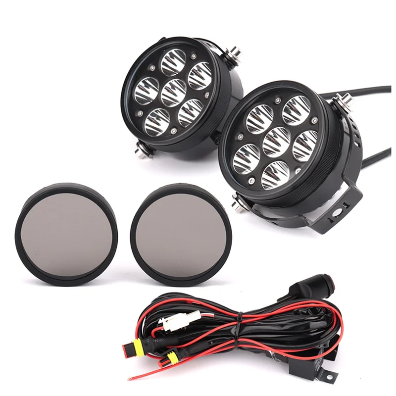 For R1200GS LC ADV R1250GS F900R R9T Universal Motorcycle LED Auxiliary Headlight Fog Lights Spotlight, Black