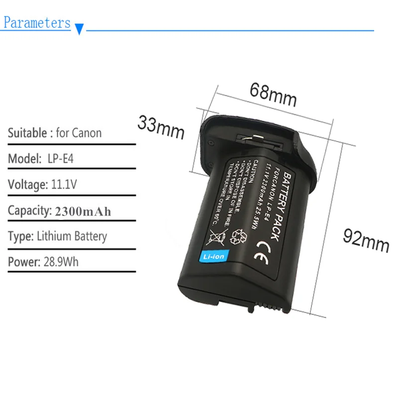 Canon LP Series Camera Battery LP-E4 LP-E5 LP-E6 Li-lon Battery EOS500D EOS-1Ds  Per EOS5D Mark II Per EOS80D EOS1000D 60D 80D