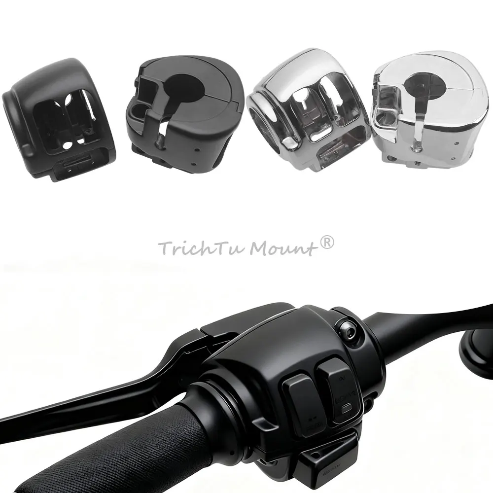 1 Pair Aluminum Handlebar Control Switch Housing Cover Kits For Harley Dyna Low Rider Softail Fat Bob Sportster XL883N 2011-2024