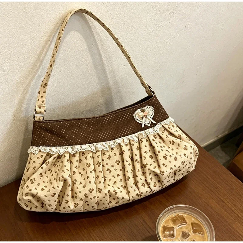 Gestreifte, gepunktete, plissierte Umhängetasche, koreanische süße, niedliche Damen-Umhängetasche, lässige Pendler-Geldbörse, leichte Handtasche – Detail 16