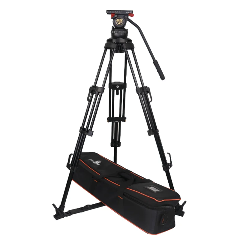 Photography Jiepai V12 Professional Broadcast Heavy Duty Fluid Head Video Camera Aluminum Tripod With 100mm Bowl