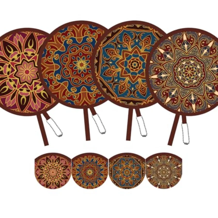 4 Pack Foldable Hand Fans, Round Handheld Cooling Fans for Weddings, Concerts, Travel, Events, Indoor and Outdoor Use