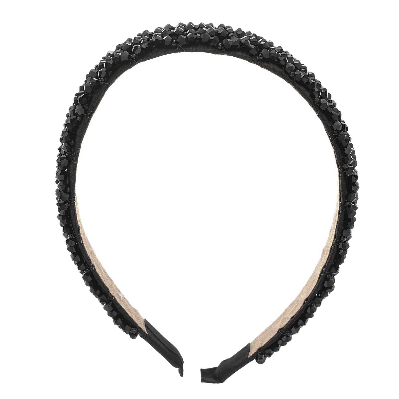 1Pcs Waterdrop Crystal Hair Hoop Stylish Beaded Headband Black Long-Lasting Fashion Hair Band for Girls Engagement Party