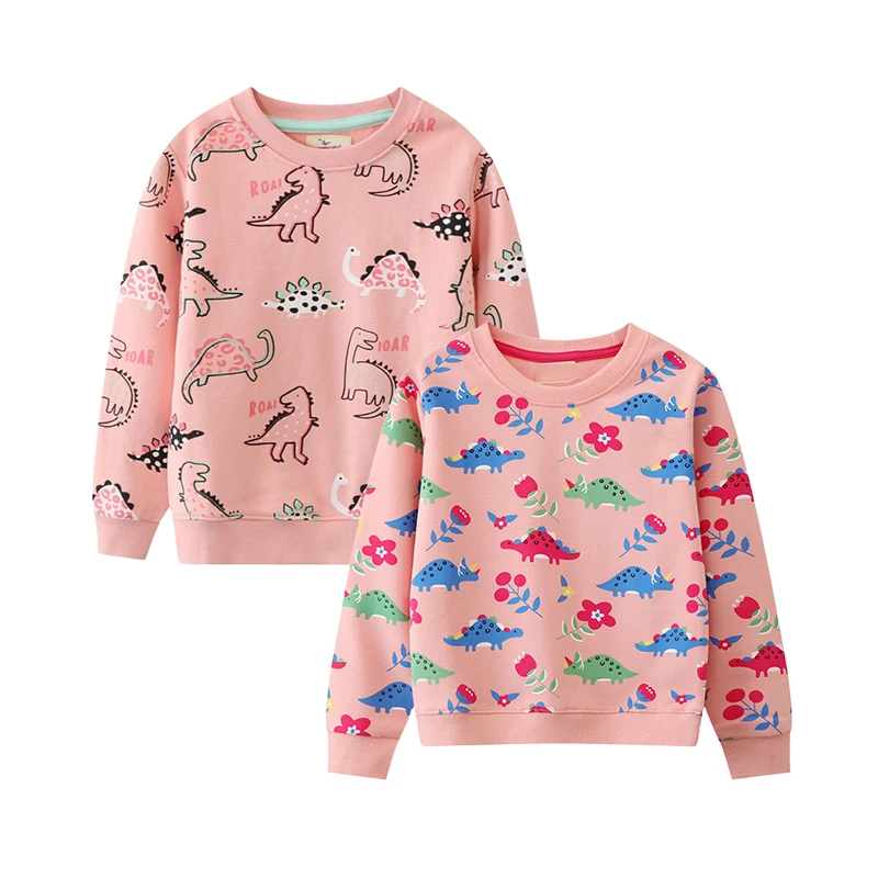 Little maven 2PCS Kids Clothes Baby Girls 2026 Autumn Spring New Cartoon Dinosaurs Tops Hoodies SweaterShirts Children 2-7 Years