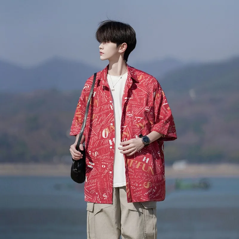 

Outdoor Fashion Trend Printed Cool Ultra-thin Shirt Comfortable Loose Breathable Highquality Sports Leisure Men Top for Summer