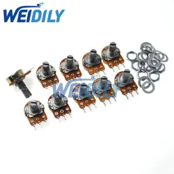 10PCS WH148 Linear Potentiometer Kit Single Joint B1K 2K 5K 10K 20K 50K 100K 250K 500K 1M ohm With Nut And Washe 3Pin 15mm Shaft