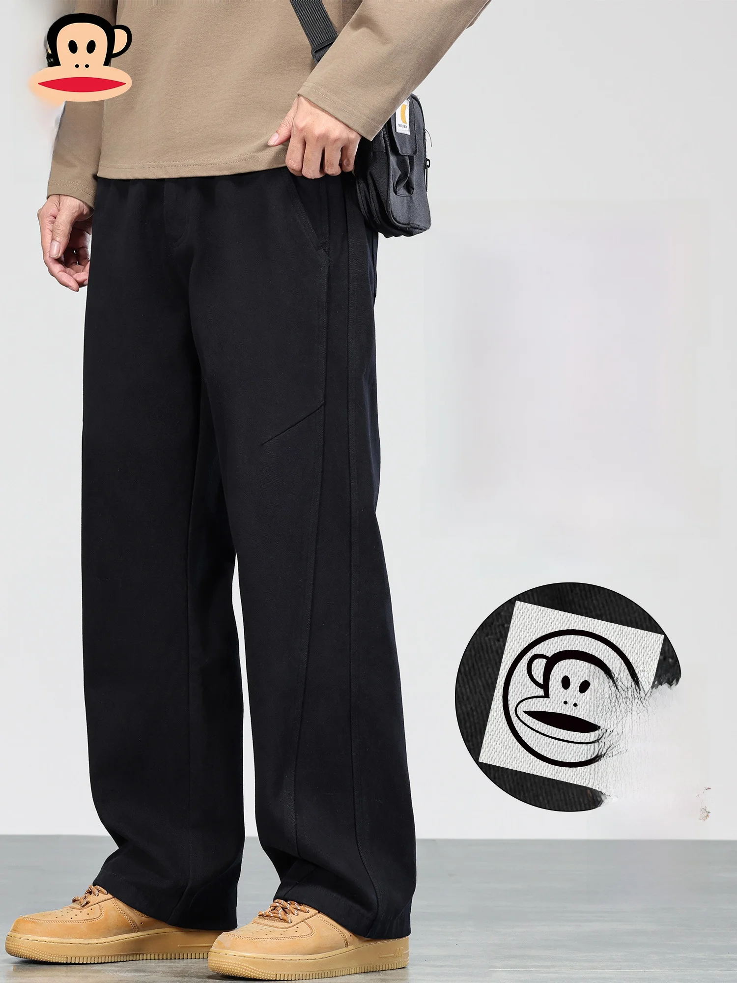 

Зимние утепленные брюки PaulFrank из чистого хлопка с флисовой подкладкой, прямые повседневные брюки, мужские свободные удобные длинные брюки