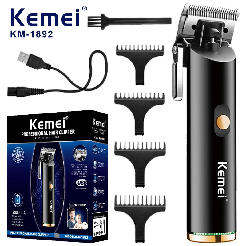 

Kemei Professional Hair Cutting Machine Professional Electric Trimmer Rechargeable Barber Hair Clipper Cordless for Men KM-1892