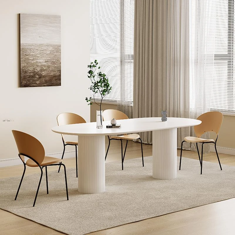 Minimalist Kitchen Chair Combination For Living Room Rectangle Simple Rock Slab Large 6 Seat White Dining Table Furnitures