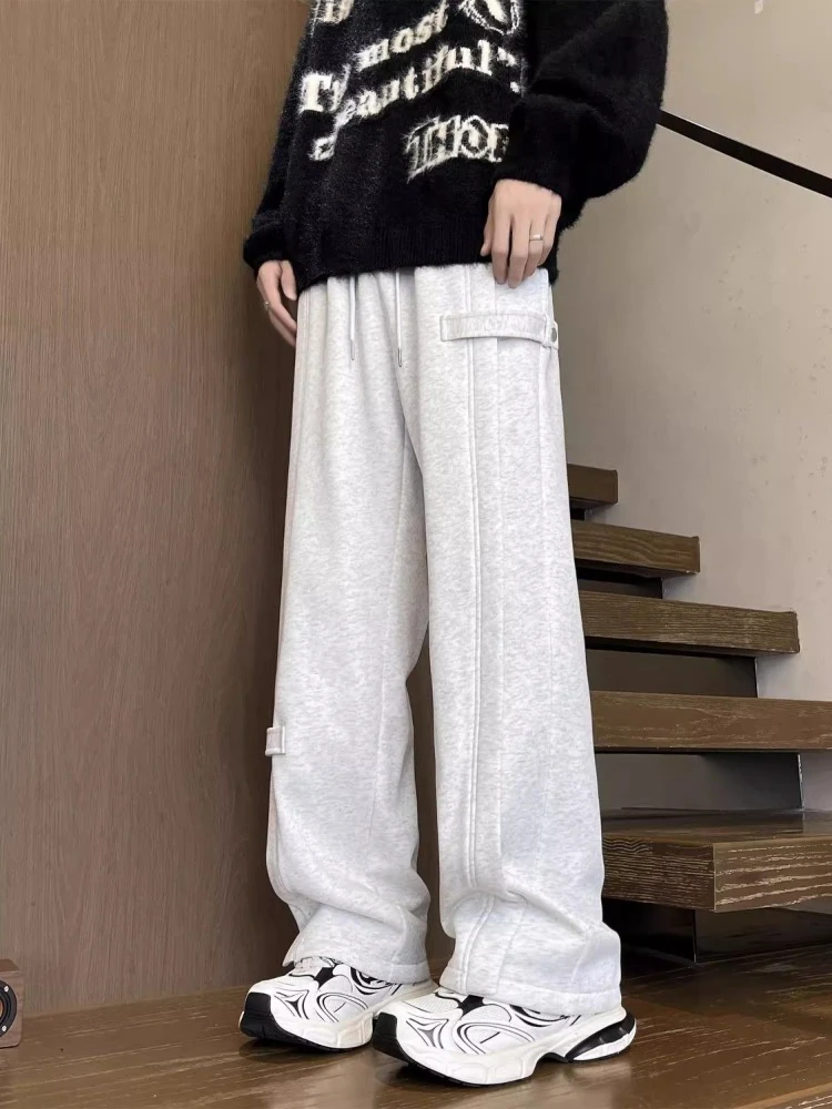 Trousers Straight Man Sports Pants New in Clearance Sale Harajuku Y2k Comfortable Autumn Winter Casual Plain Sweatpants for Men