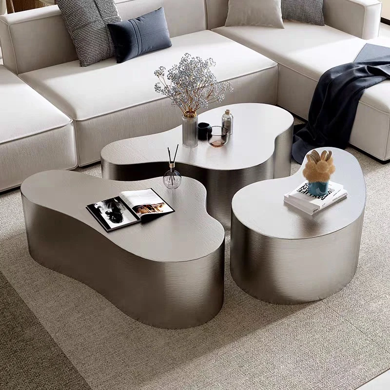 Italian light luxury stainless steel coffee table Table Decoration Living Room Designer Side Metal Furniture Luxury Alien Metal