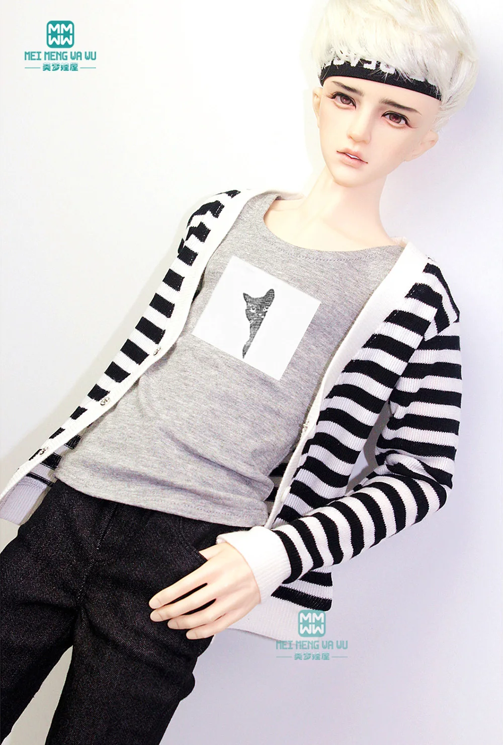 Fits 68--70cm BJD Clothes SD13 SD17 Boys uncle Stylish vests, striped cardigans