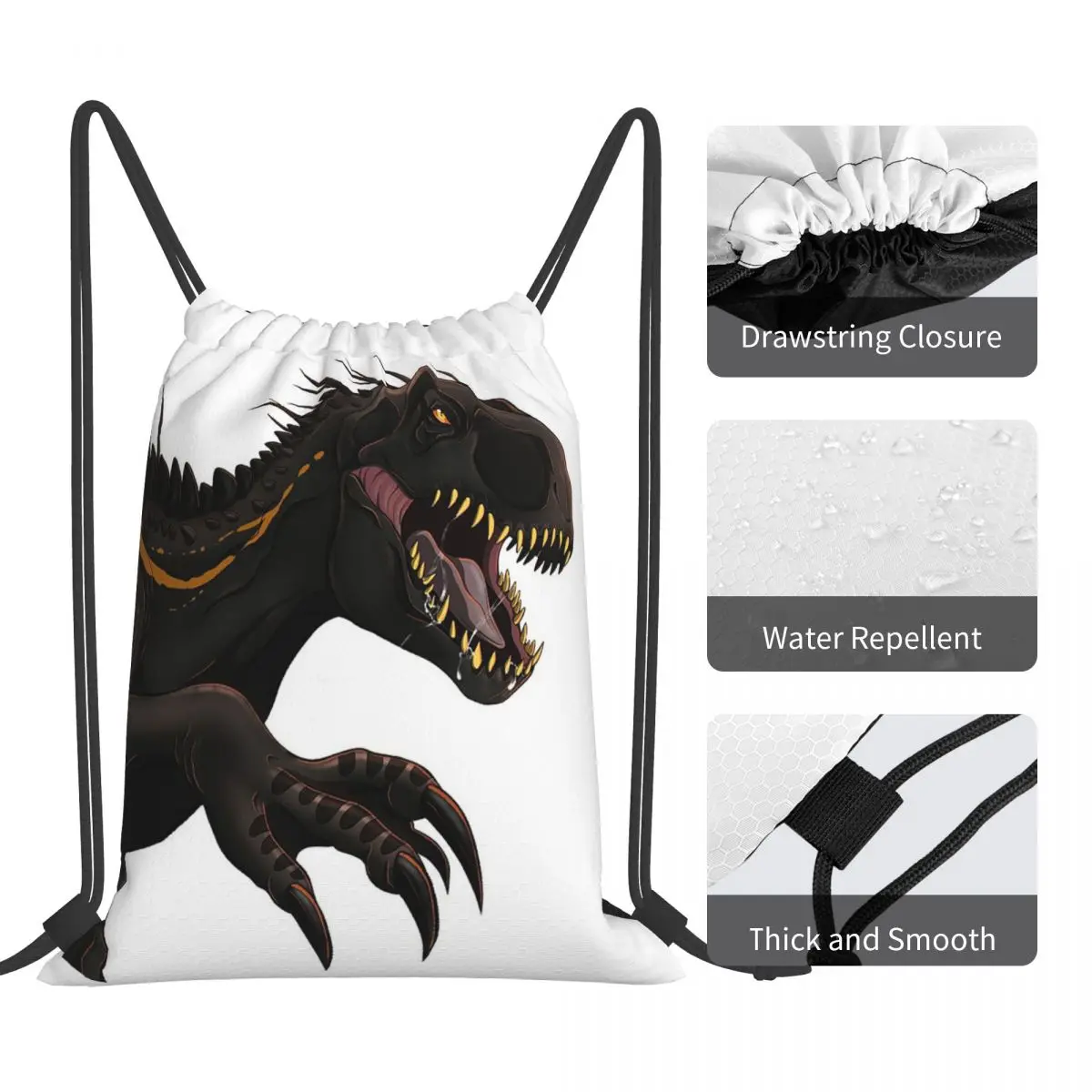 Jurassic World-mochila Indoraptor con cordón para hombre y mujer, bolsa con cordón para libros, para estudiantes