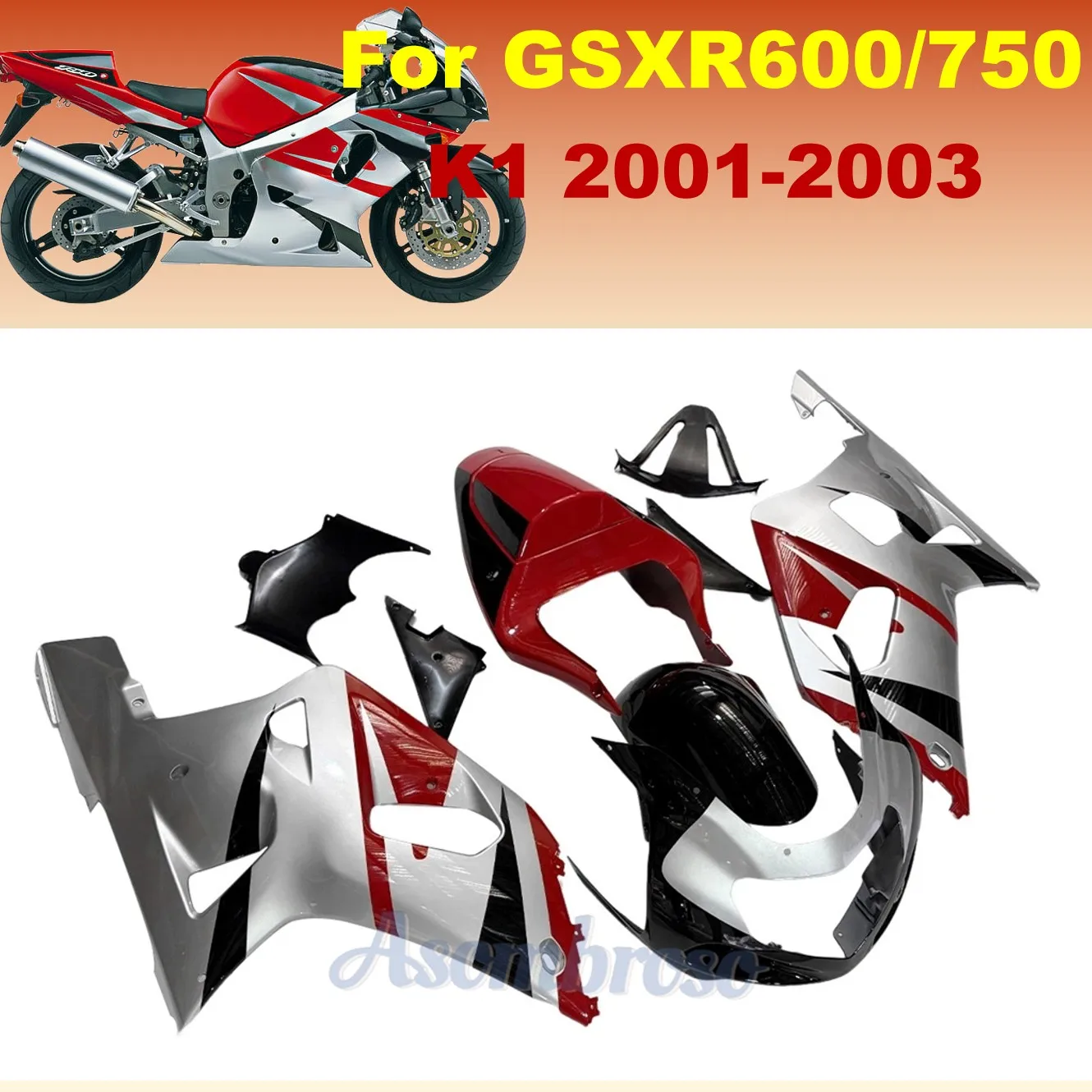 

Motorcycle Full Injection Molded Fairings kit fit For SUZUKI GSXR600 750 K1 2001 2002 2003 GSX-R 600 GSX-R 750 01 02 03 ABS Body